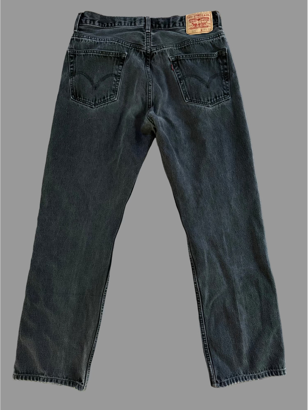 Levi’s 505 Black Washed Straight Leg Jeans – W36 L34